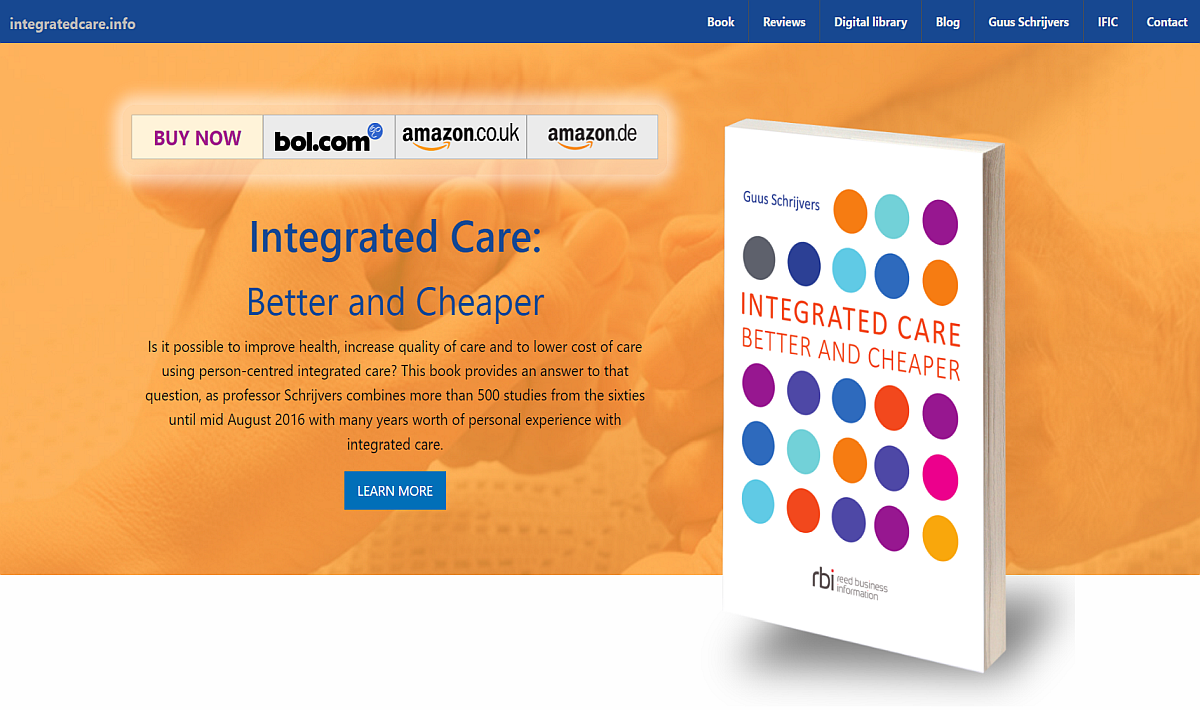 23 november heb ik mijn nieuwe boek gepresenteerd op het het vierde World Congress on Integrated Care in Nieuw Zeeland: Integrated Care: better and cheaper. De kernboodschap: geïntegreerde zorg verbetert gezondheid, verhoogt kwaliteit van zorg en verlaagt de kosten daarvan.